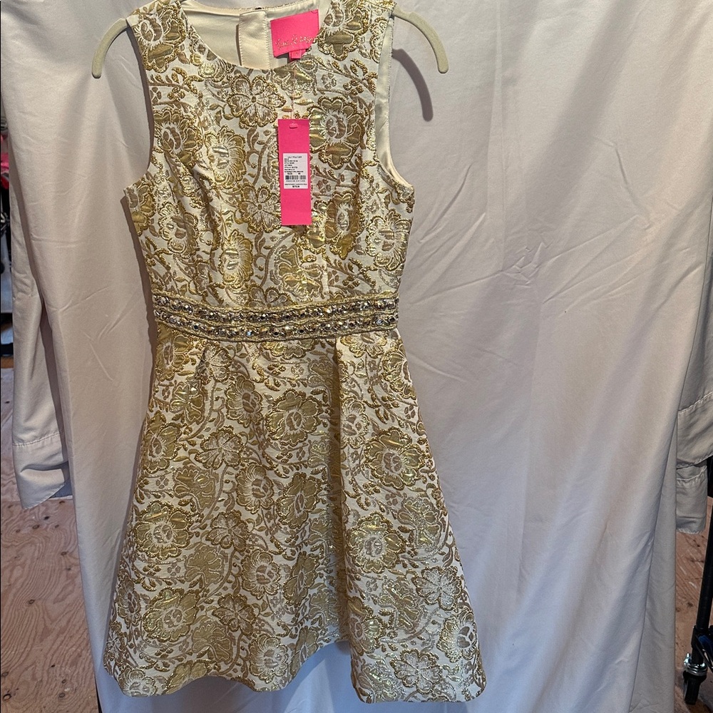 Lilly Pulitzer Gold Metallic Floral Brocade